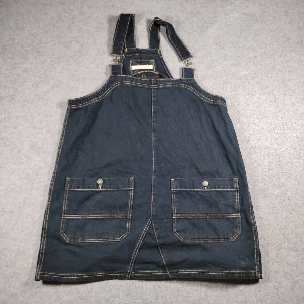 We The Free Women's Dark Wash Indigo Denim Overall Smock Mini Dress Size M